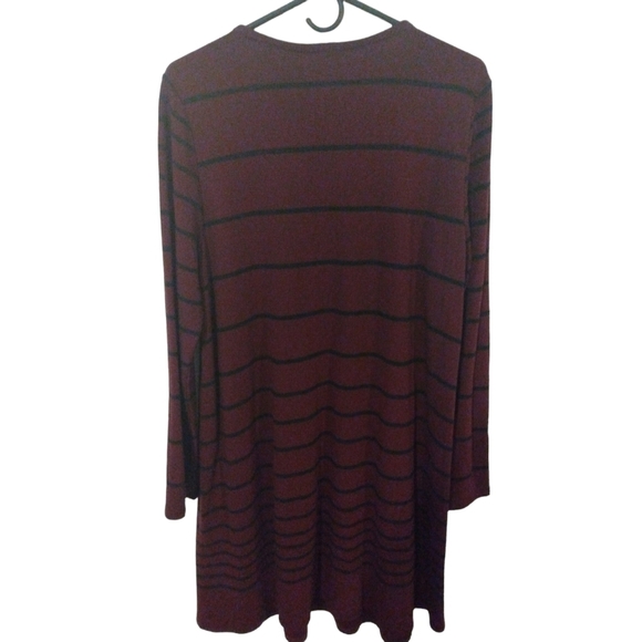 J. Jill Shift Pullover Dress Long Slve Pockets Midi Tunic Swing Striped Casual L - Picture 6 of 12